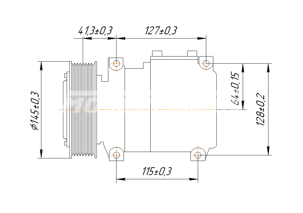 Компрессор кондиционера RC-U0847 (аналог Denso 10PA17C, 12V, шкив 8PK)