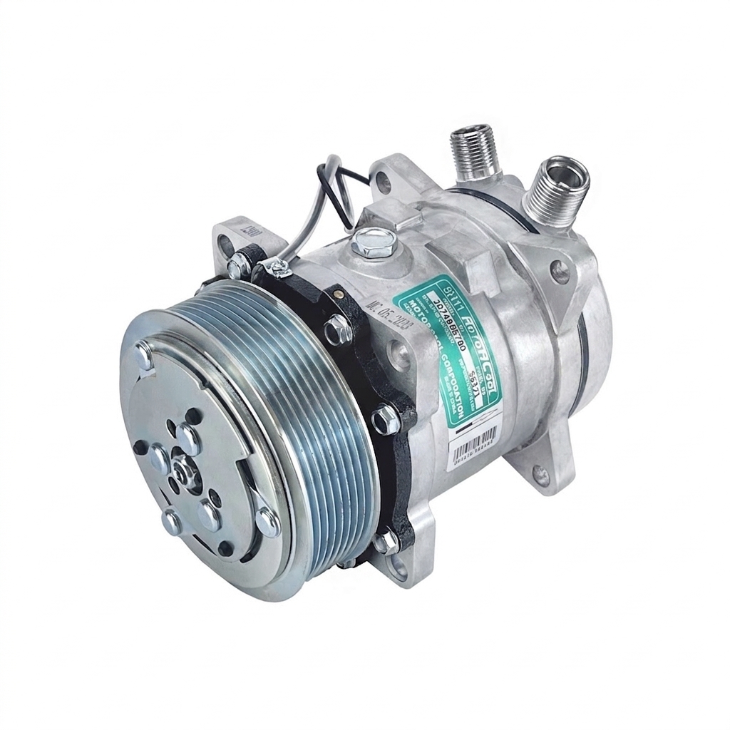 Компрессор кондиционера RC-U0801 (аналог Sanden 5H11, 12V, шкив PV8, вертикальные выходы)