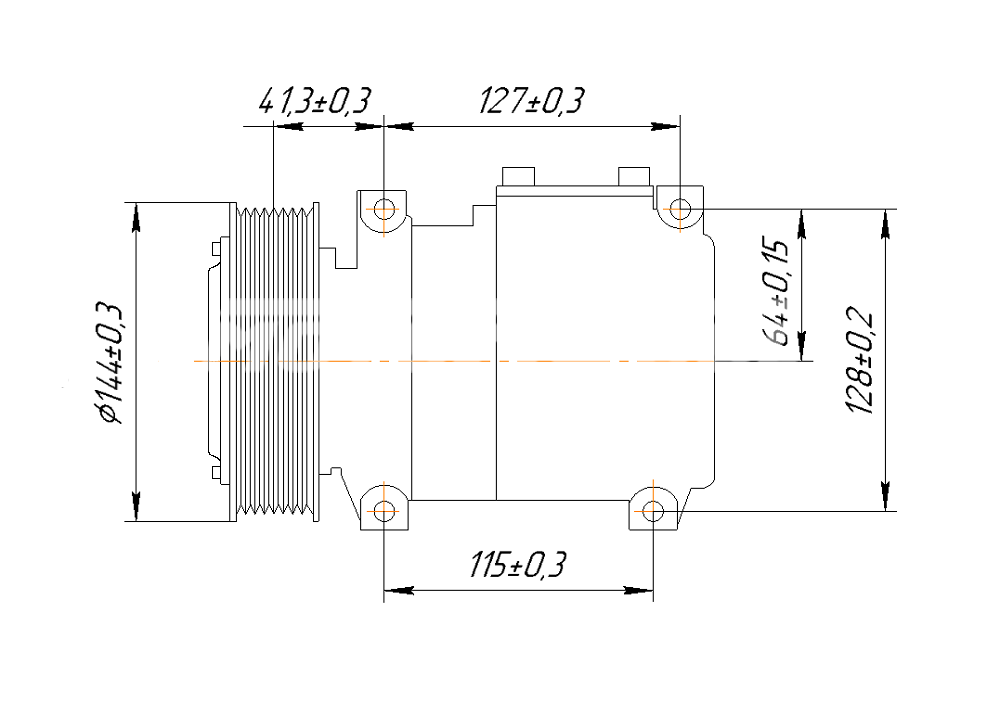 Компрессор кондиционера RC-U0847Э (аналог Denso 10PA17C, 24V, шкив 8PK)