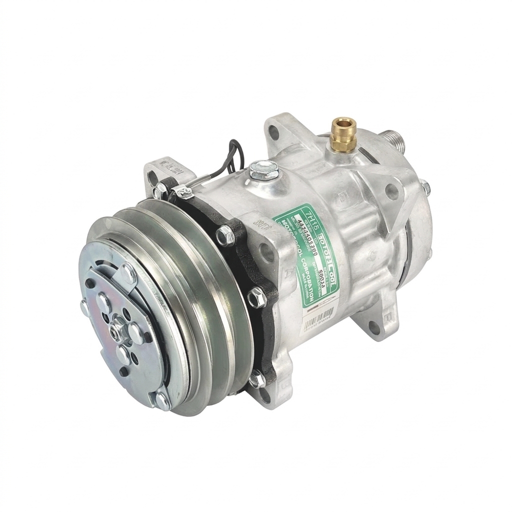 Компрессор кондиционера RC-U0830 (аналог Sanden 7H15, 24V, шкив A2, горизонтальные выходы)