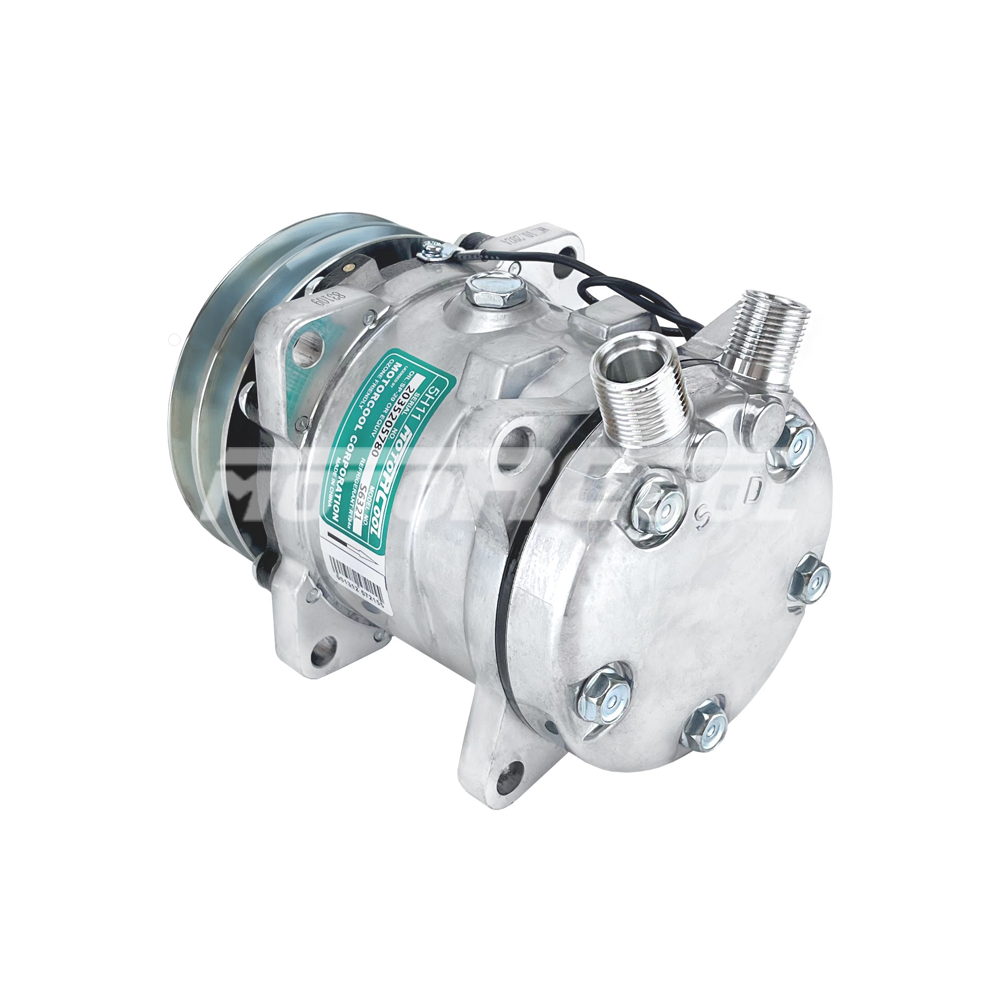 Компрессор кондиционера RC-U0803 (аналог Sanden 5H11, 12V, шкив A2, вертикальные выходы)