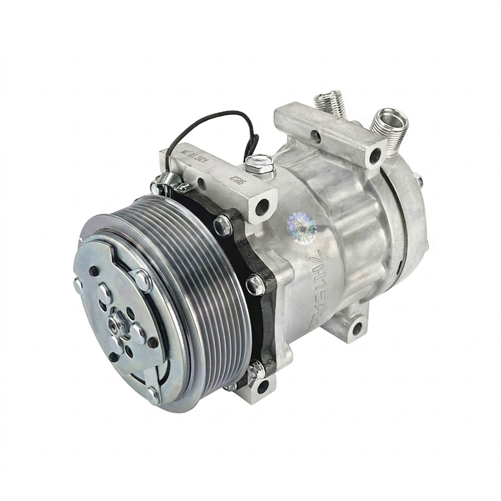 Компрессор кондиционера RC-U0840 (аналог Sanden 7H15, 12V, шкив PV8, крепление ухо)