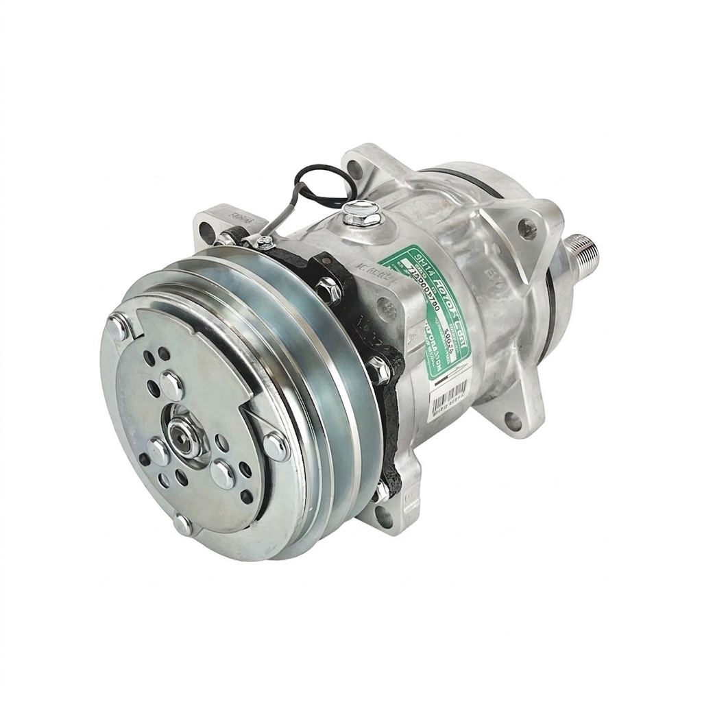 Компрессор кондиционера RC-U0825 (аналог Sanden 5H14, 12V, шкив A2, выходы вертикальные)