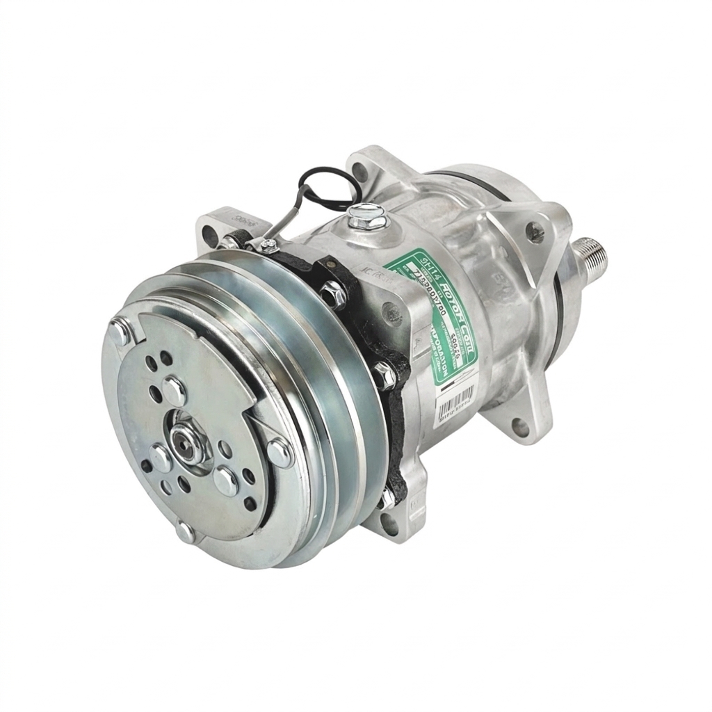 Компрессор кондиционера RC-U0826 (аналог Sanden 5H14, 24V, шкив A2, выходы горизонтальные)