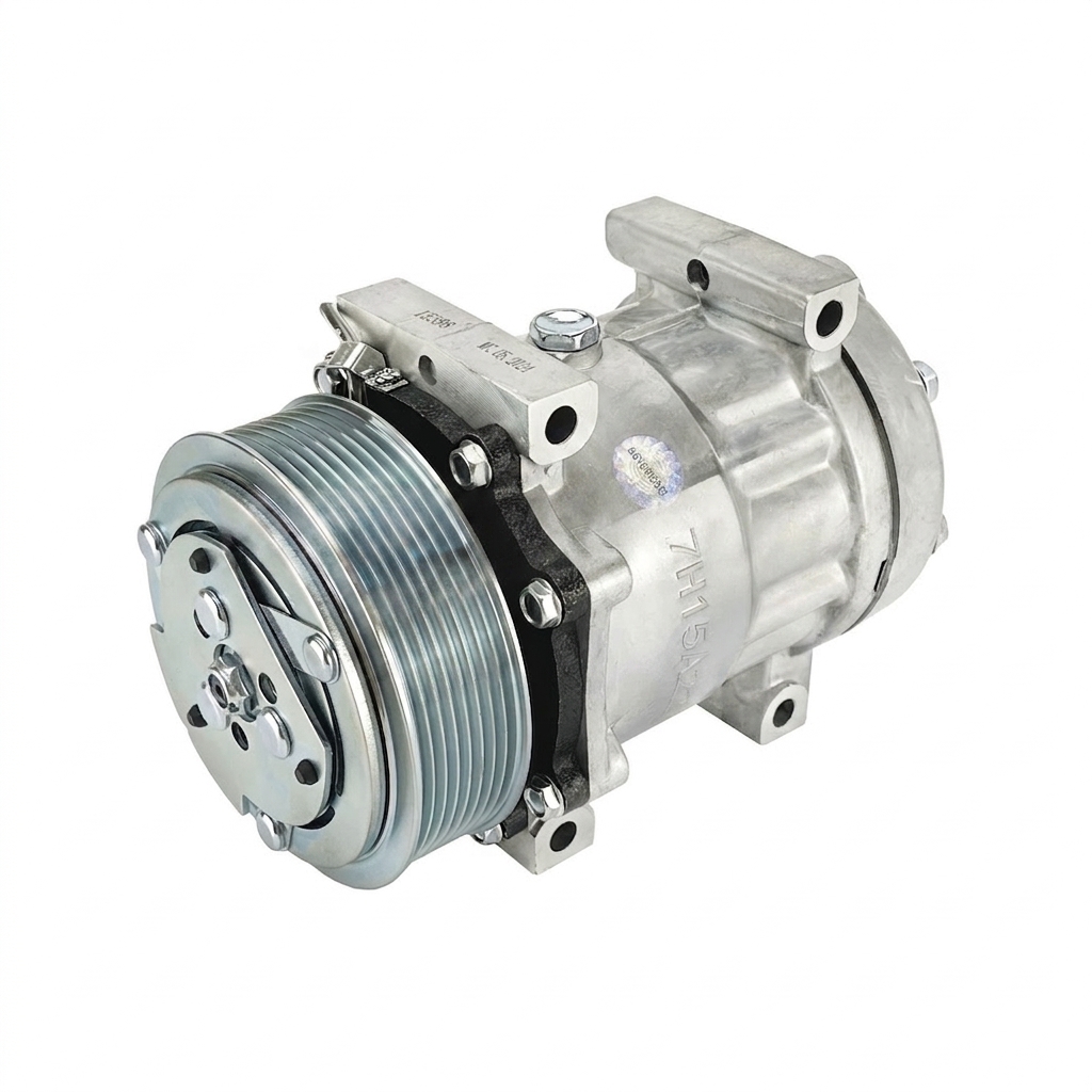 Компрессор кондиционера RC-U08083K2 (аналог Sanden 8244/7465, 12V, PV8, фланец 16,6 мм, датчик давления)