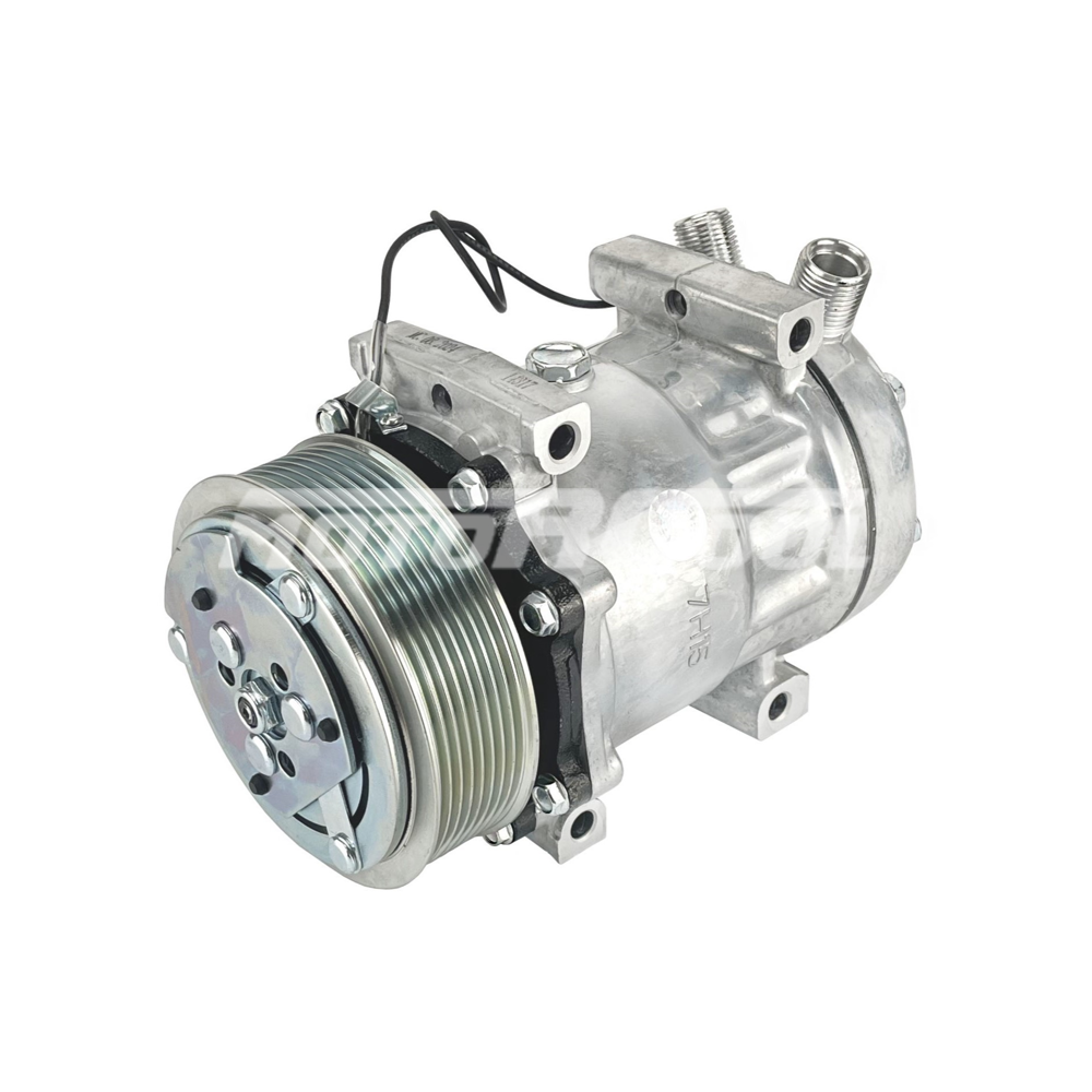 Компрессор кондиционера RC-U08125 (аналог Sanden 7H15, 12V, шкив PV8 119 мм, вертикальные выходы)